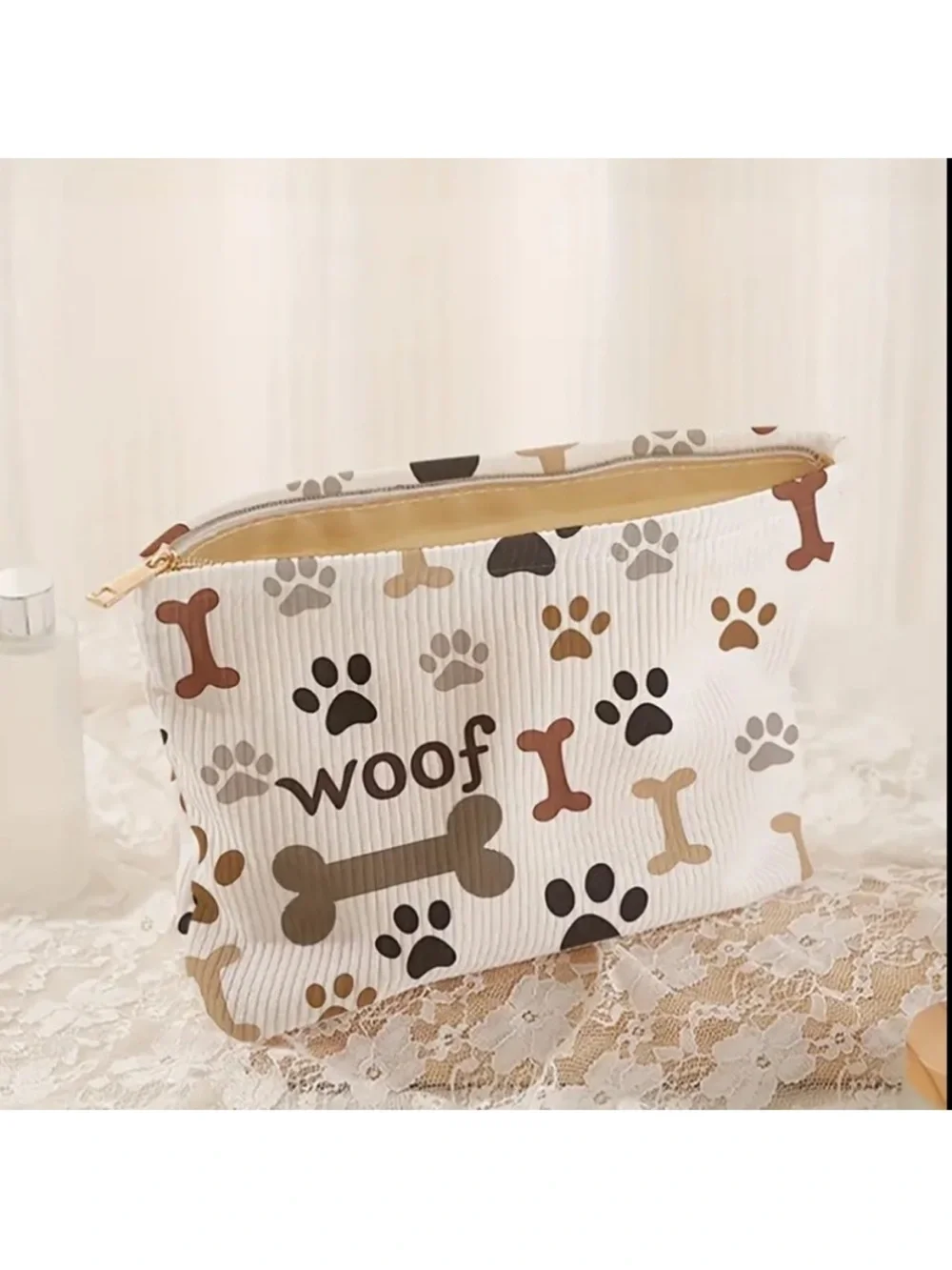 Woof Paw Print Cosmetic Bag
